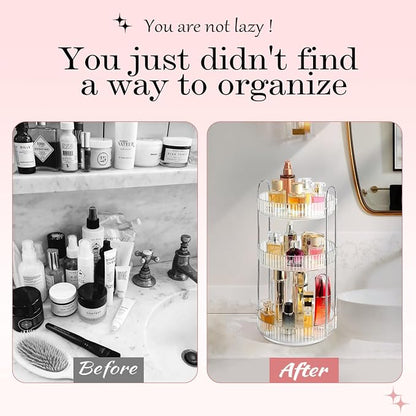 360° Rotating Makeup Organizer for Vanity, Spinning Cosmetics Organizer Holder - Image 4