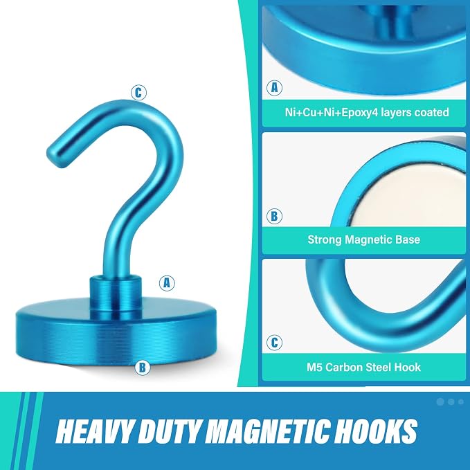Neosmuk Magnetic Hooks, Heavy Duty 130lb+ Strong Magnet Hook - Image 5