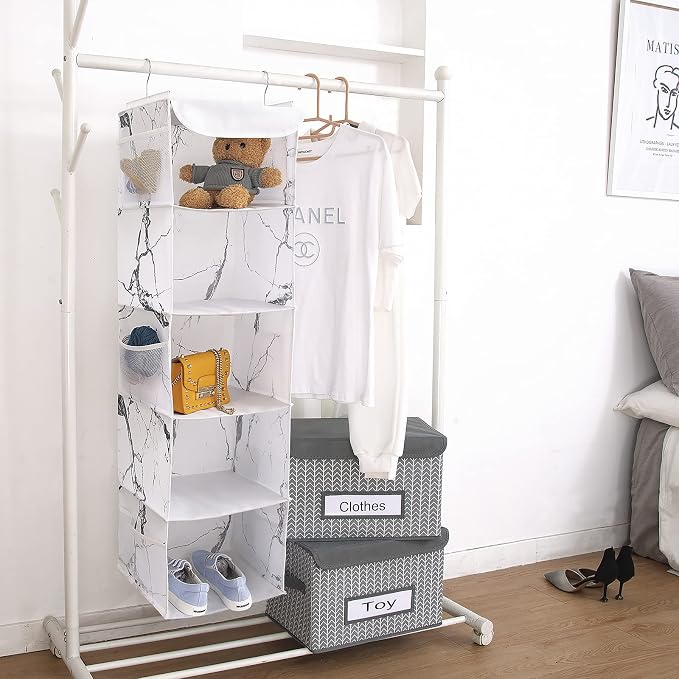 BrilliantJo 5 Shelves Hanging Closet Organizer, 2 Pack Hanging Storage - Image 2