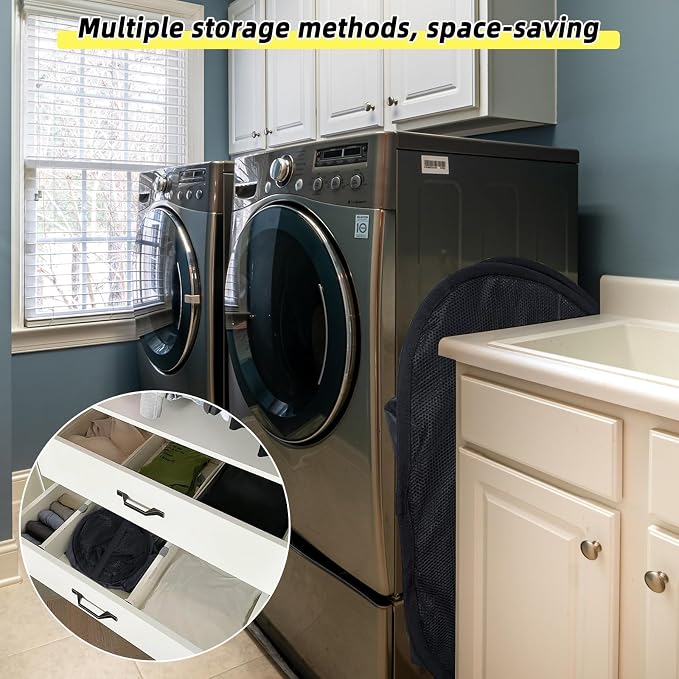 Collapsible Laundry Basket, 90L Mesh Pop-up Hamper - Image 6