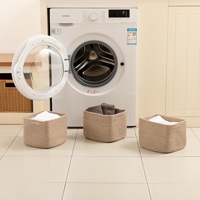 OIAHOMY 9”x9”x7” Storage Cubes, Cotton Rope Woven Baskets - Image 5