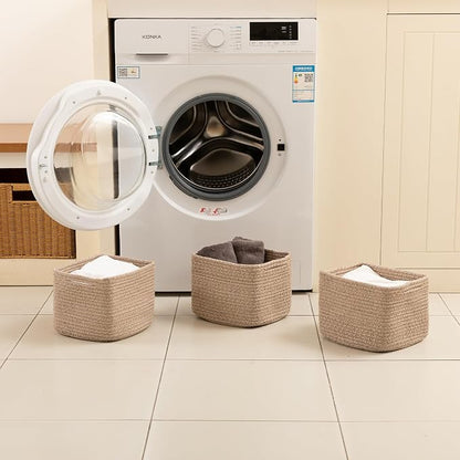 OIAHOMY 9”x9”x7” Storage Cubes, Cotton Rope Woven Baskets - Image 5