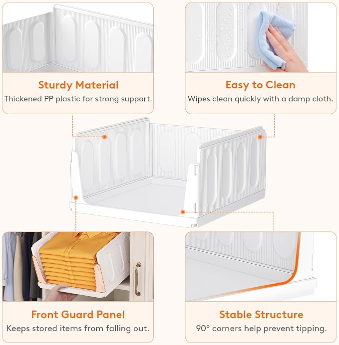 Lifewit 4 Pack Stackable Closet Organizers - Image 7