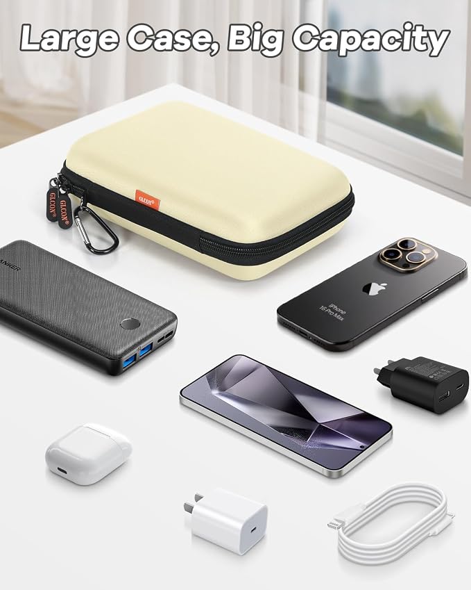 Clean-Beige Hard Shell Case for Electronic Accessories Organizer - Image 2
