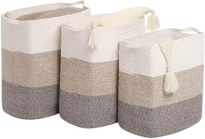 Tall Laundry Basket With Handles, Woven Cotton Rope Big Laundry Hamper Sorters - Image 5