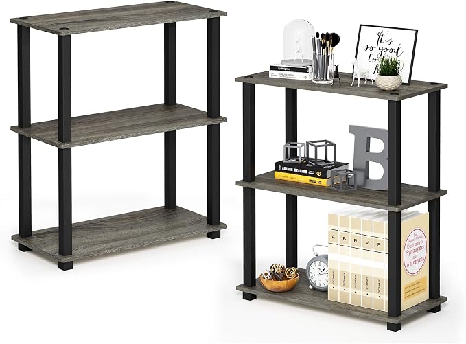 Furinno TURN-S-TUBE Storage Shelves Set of 2, 3-Tier Book Shelf, Corner Shelf by Furinno-FitsYourSpaceFitsYourBudget