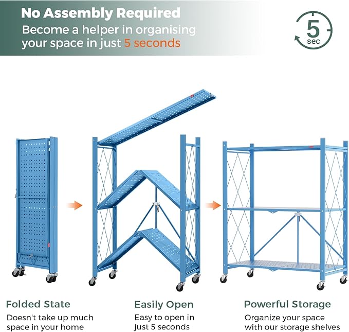 DEANIC 3 Tier Foldable Storage Shelves - Image 4