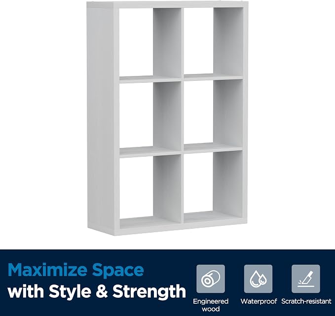 6 Cube Storage Organizer, 2x3 Cube Bookshelf, Cubby Storage Shelf, Wooden - Image 8
