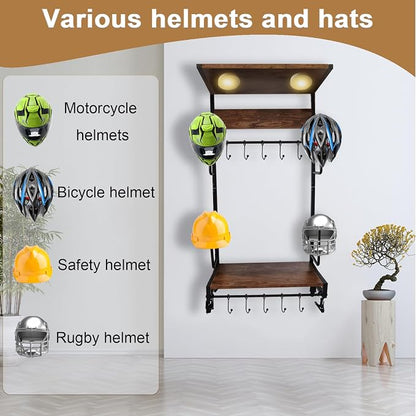 Motorcycle Helmet Holder Wall Mounted Motorcycle Gear Helmet Hook Rack Storage - Image 7