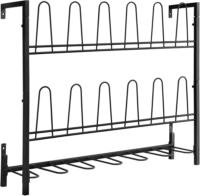 MyGift Premium Black Metal Hanging Wall Shoe Rack - Image 6