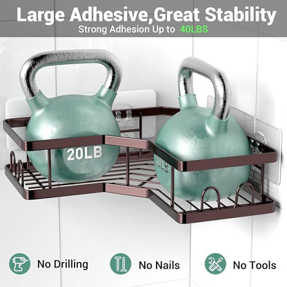 AKTECKE Corner Shower Caddy Organizer Shelf: Adhesive No Drilling Shower Rack - Image 4