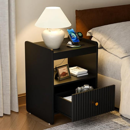 HIFYOBRO 21.6" Tall Fluted Nightstand Set, End Table - Image 6