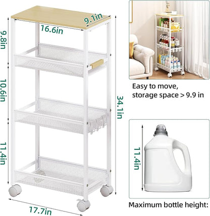 Utility Slim Storage Cart, 4 Tier Rolling Cart - Image 2