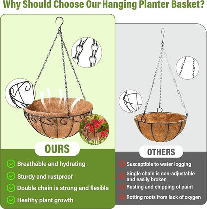 3 Pack 12 Inch Metal Hanging Baskets - Image 4