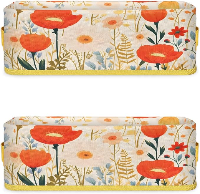 Spring Flowering Plants Bathroom Storage Basket, Foldable - Image 8