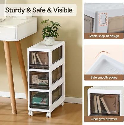 Plastic 3 Drawer Storage Organizer, Narrow Plastic Storage Drawers - Image 6