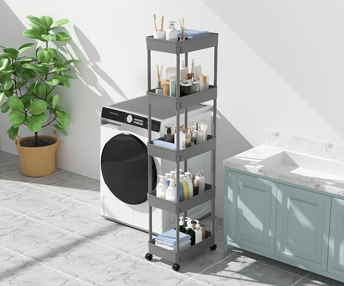 Sooyee 5-Tier Plastic Rolling Utility Cart - Image 4