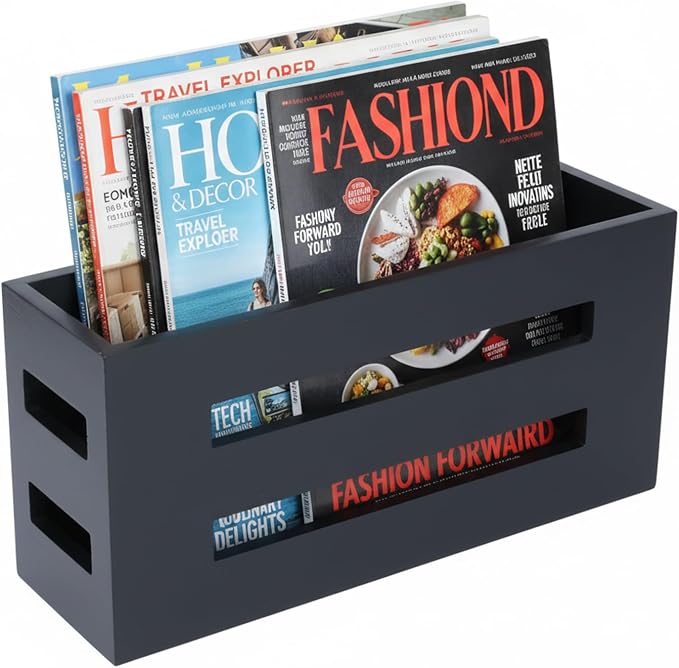 Magazine File Holder, Standing Wooden Magazine Rack, Desk Folder Organizer by Unknown