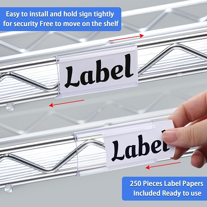 250 Pieces Wire Shelf Label Holders Wire Label Holder Plastic Shelf Tags - Image 4