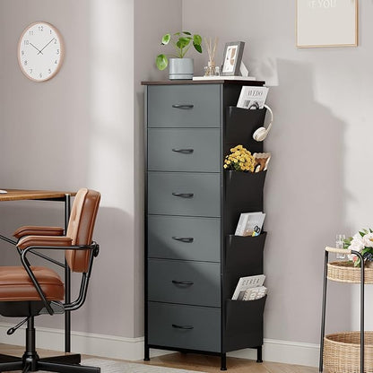 Somdot Tall Dresser for Bedroom, 6 Drawer Storage Cabinet, Charcoal Grey | - Image 4