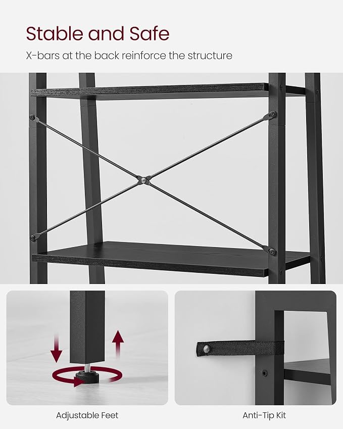 VASAGLE Ladder Shelf, 5-Tier Bookshelf, Storage Rack, Bookcase - Image 6