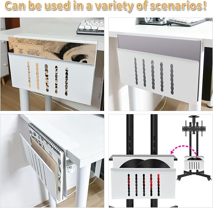 Desk Side Storage, Under Desk Storage, No Drill Steel Hanging Desk Organizer - Image 7
