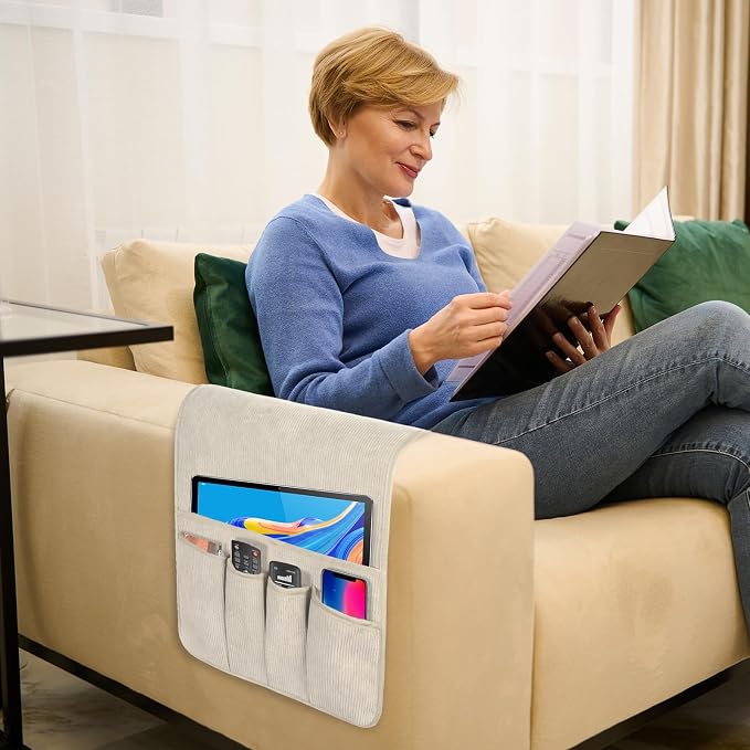 Remote Control Holder, Armchair Caddy Couch Caddy, Anti Slip Corduroy Tv Remote - Image 2