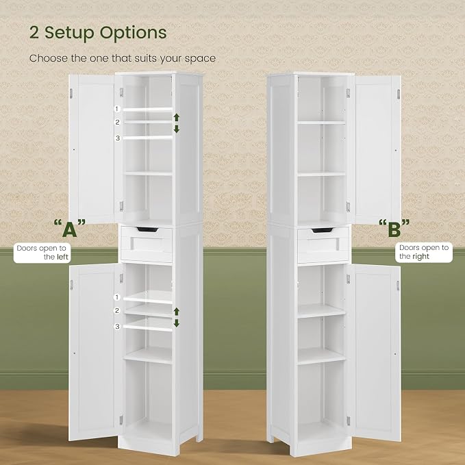 Iwell Tall Bathroom Cabinet, Slim Narrow Bathroom Storage Cabinet - Image 5