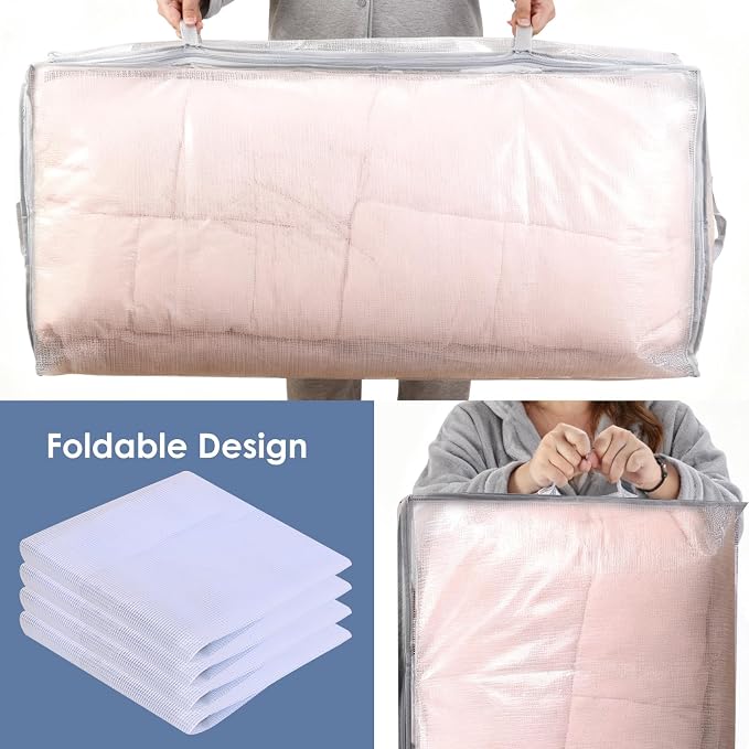 Fixwal 4pcs 90L Under Bed Storage Containers Bins Clear Closet Underbed - Image 4