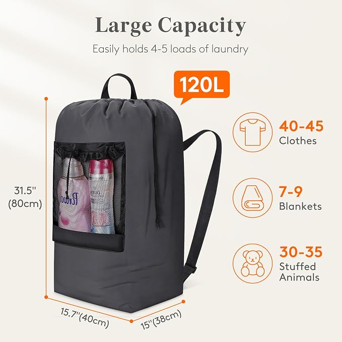 Lifewit Laundry Bag, Extra Large Laundry Backpack - Image 2
