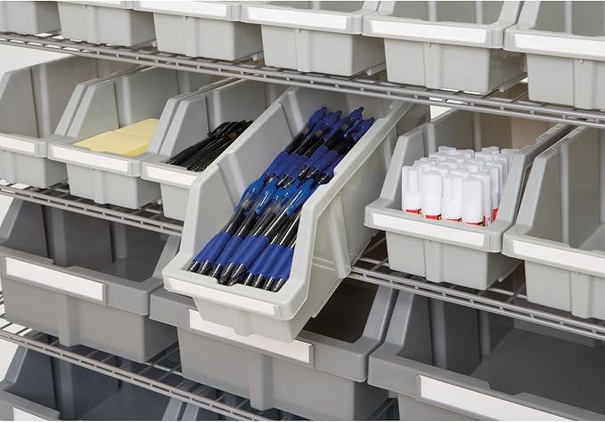 Seville Classics Commercial 7-Tier Platinum/Gray NSF 22-Bin Rack Storage System - Image 4