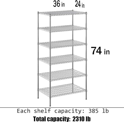 24" Deep x 36" Wide x 74" Height Wire Shelving Kit | 6-Tier | NSF Commercial - Image 3
