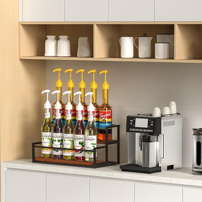 THYGIFTREE Coffee Syrup Rack Organizer 2-Tier 10 Syrup Bottles Holder Stand - Image 2