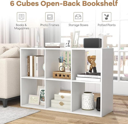 POWERSTONE 6 Cube Storage Organizer, 3 Tier Cubby Bookshelf Freestanding - Image 4
