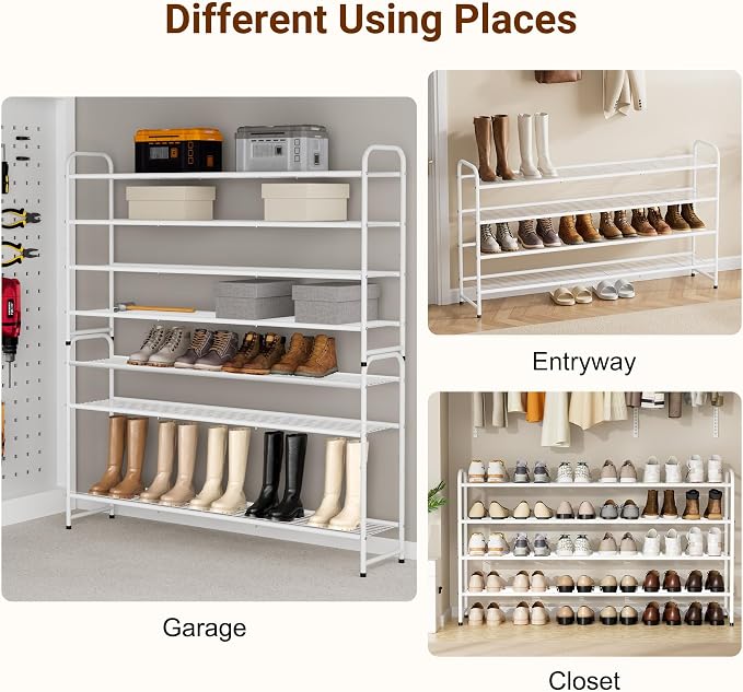 KEETDY 4-Tier Long Shoe Rack for Closet Floor, Wide Shoe Organizer Storage - Image 6