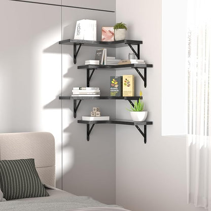 ROMGUAR CRAFT Corner Floating Shelves Wall Mounted Set of 4, Rustic Wood - Image 7
