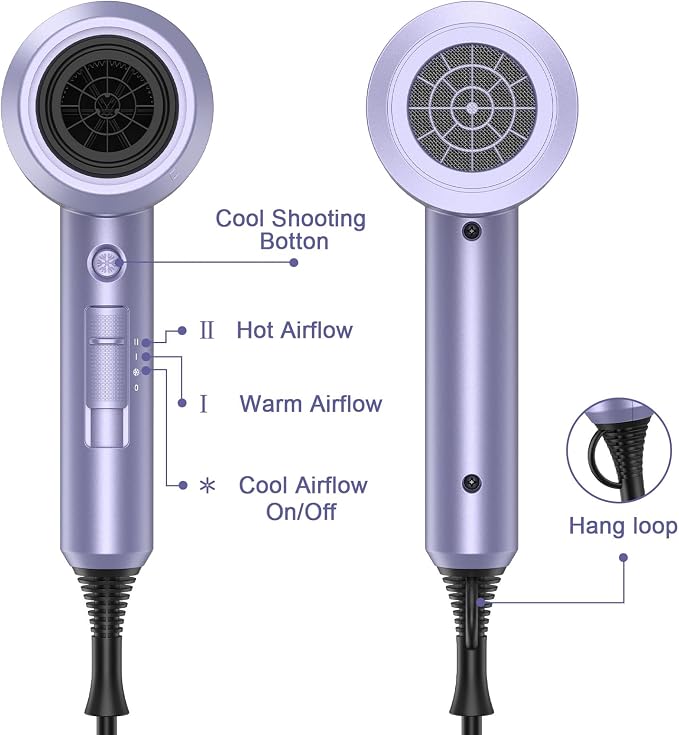 slopehill Professional Ionic Hair Dryer, Powerful 1800W Fast Drying Low Noise - Image 6