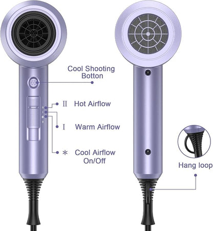 slopehill Professional Ionic Hair Dryer, Powerful 1800W Fast Drying Low Noise - Image 6