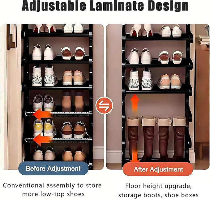 7-Tier Bamboo Shoe Rack, Vertical Narrow Shoe Rack - Image 5