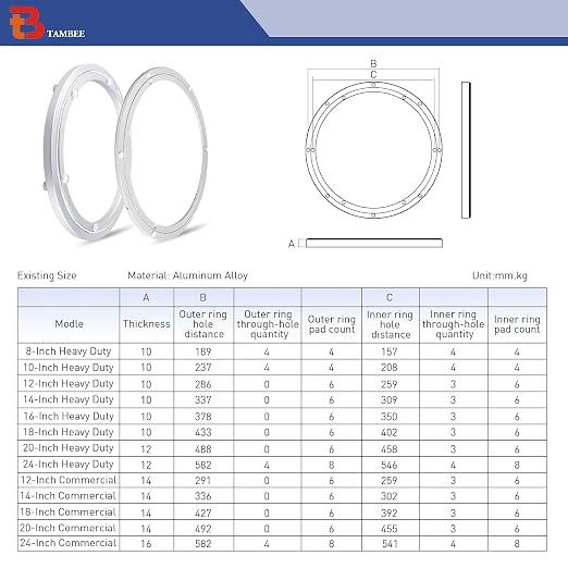 TamBee 12 Inch Mute Lazy Susan Bearing Base - 300lb Capacity Aluminum Heavy - Image 8