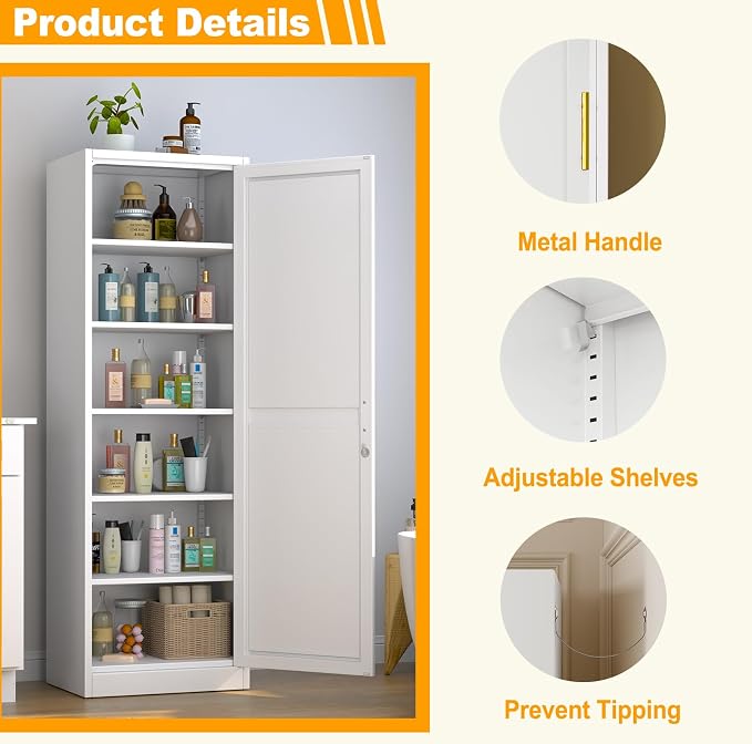 Ckzbx Metal Locker Tall Narrow Storage Cabinet, Gym Home Office, Entryway and - Image 4