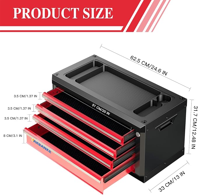 LARBANKE Portable 4-Drawer Tool Box - Image 3