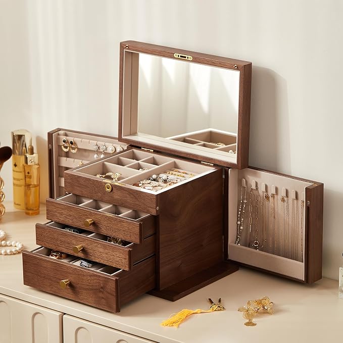Black Walnut Wooden Jewelry Box, Wood Jewelry Organizer - Image 2