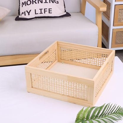 YRMT Wood Storage Crate Basket Rustic Wooden Storage Container - Image 2