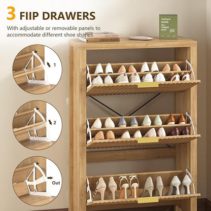 32" Fluted Shoe Cabinet Storage - Image 4