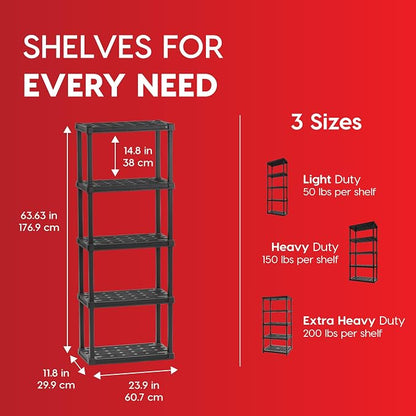 IRIS USA 5-Shelf Light Duty Plastic Storage Shelves, 250lb Capacity, Medium - Image 2