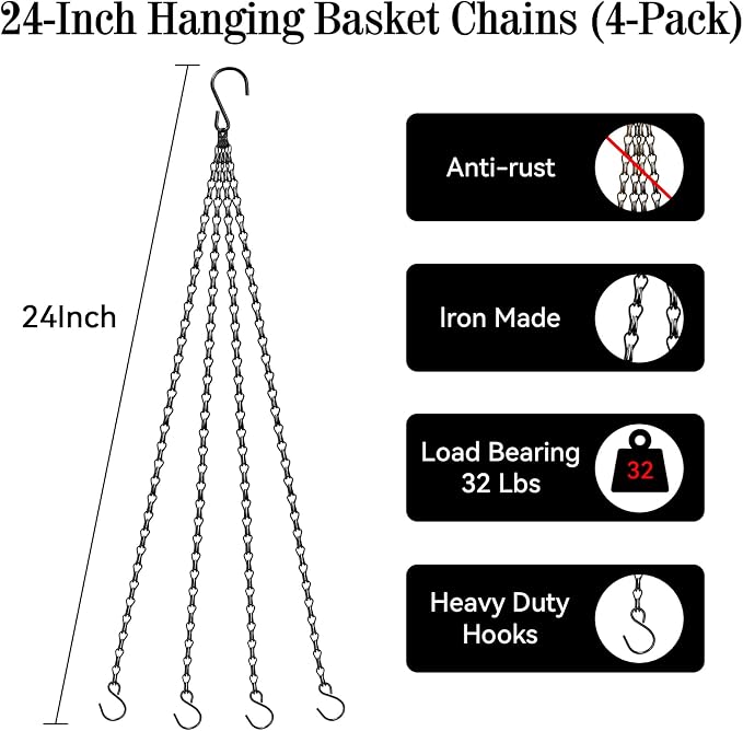 4 Pack, 24 Inch Hanging Basket Chain - Image 2