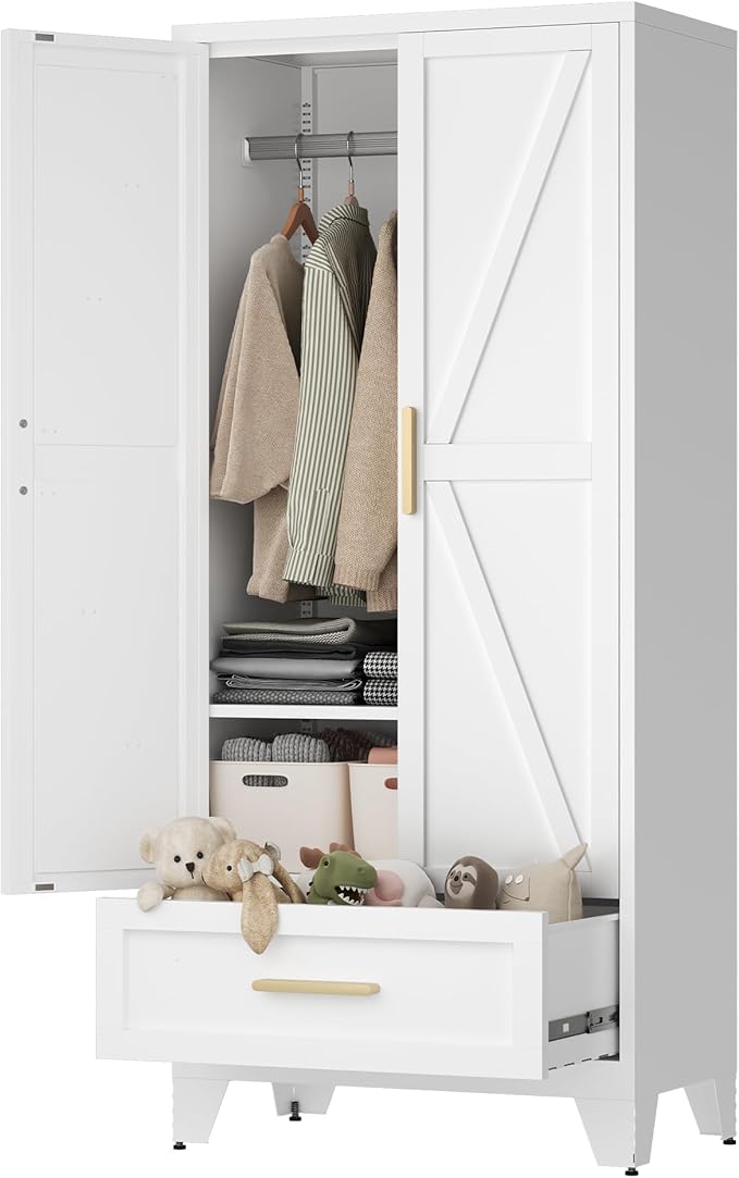 71" Tall Metal Wardrobe Cabinet by LCAOPC