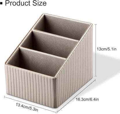 KINGFOM 3 Slot PU Leather Remote Controller Holder, Home Sundries Storage Box - Image 3