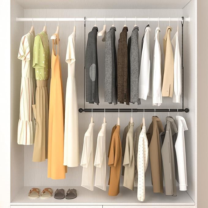 SUTINE Closet Rods for Hanging Clothes, Adjustable Closet Extender Hanging Rod - Image 4